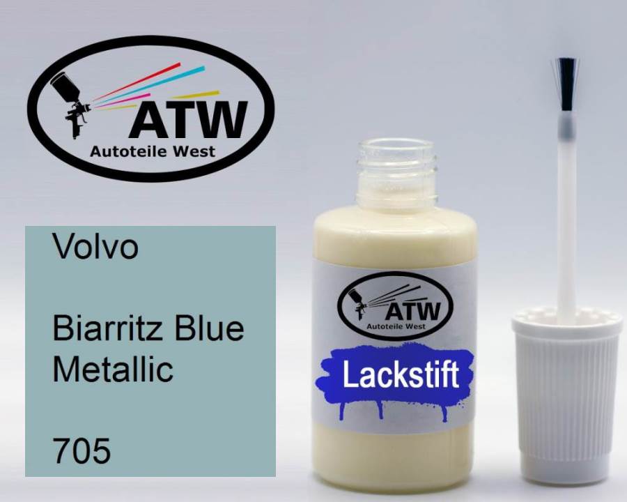 Volvo, Biarritz Blue Metallic, 705: 20ml Lackstift, von ATW Autoteile West.